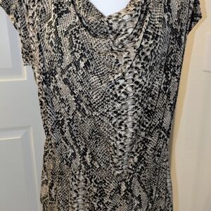 Snakeskin Print Cowl Neck Top